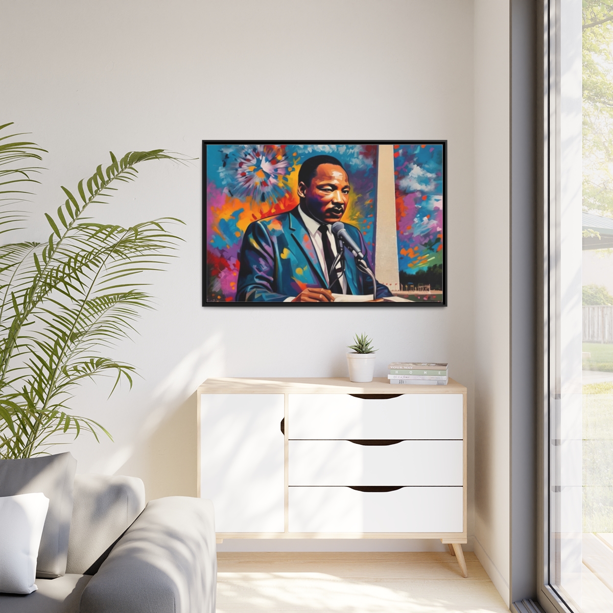 FRAMED | Vibrant colors of MLK Jr Giving Speech in front of Washington Monument - Image 49