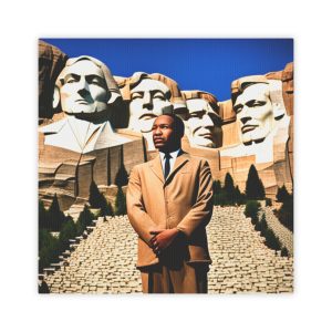 MLK Jr in front of Mount Rushmore